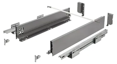 Image de GTV AXIS PRO : Tiroir coulissant de 450 mm, couleur anthracite, modèle bas H84 – Ouverture par pression avec synchronisation ; | Högert Technik