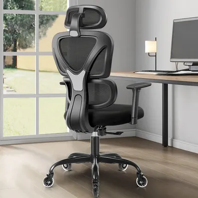 Zdjęcie produktu dla Krzesło biurowe – Ergonomiczne krzesło obrotowe z podłokietnikami 3D i oddychającą siatką, wytrzymujące obciążenie do 150 kg