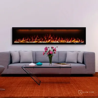 Produktbild von Glow Fire Elektrokamin 'Smart Wall 74' | LED Wandkamin in schwarz mit Heizung (1500 W) | BxHxT: 188 x 42,8 x 17 cm