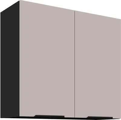 Produktbild von Küchen Hängeschrank 80 cm Küche ARONA Kaschmir beige matt + Schwarz matt Küchenzeile Küchenblock Küche Einbauküche