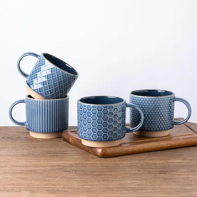 Image de Tasses en céramique pour le café moderne robustes, lot de 4 pièces, 350 ml