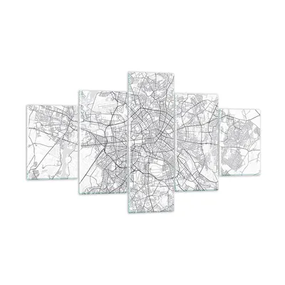 Produktbild von Bilder auf glas - 5 Teile - Stadt Karte Berlin - 125x70cm - Glasbilder - Wandbilder - Bilder - zum Aufhängen bereit - Wanddekoration aus Glas - Glas Bilder - Wandbild auf Glas - GEA125x70-4681
