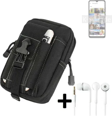 Produktbild von K-S-Trade Gürteltache + Kopfhörer kompatibel mit Cubot Note 30 Gürtel Tasche Holster Schutz Hülle Handy Hülle  schwarz inkl. Extrafächer