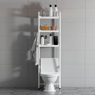 Productafbeelding van Famanu toiletrek met 3 planken en 4 haken - Wit
