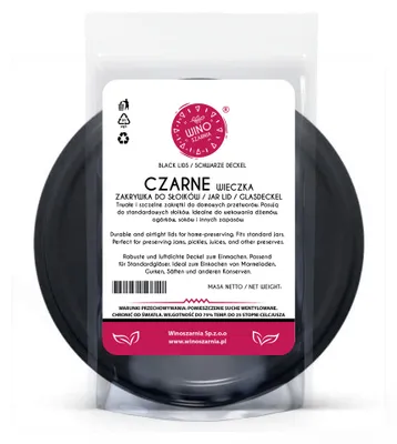 Zdjęcie produktu dla Zakrętki do słoików fi82 Czarne | 6-zaczepowe | 50 sztuk twist-off Nakrętki wieczka