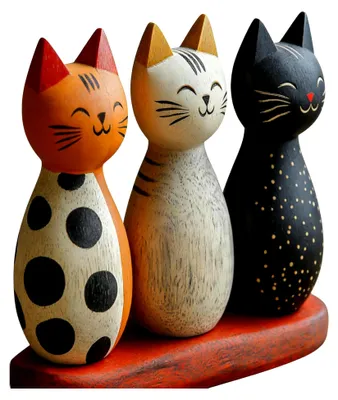 Produktbild von Katzen Deko Holz - 2D Flache Bunte Katzenfiguren, Lustige Deko für Bücherregal und Schreibtisch, Gemütliche Katzen Deko Geschenke für Katzenliebhaber, Deko für Wohnzimmer, Bad und Büro