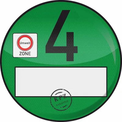 Produktbild von 5x Haftfolie Euro 4 Plakette grün Umweltplakette Feinstaubplakette Spassplakette