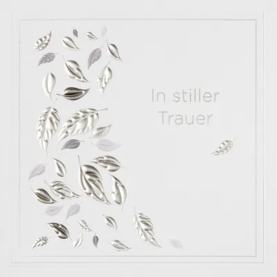 Produktbild von Beileid Kondolenz Trauerkarte mit Briefumschlag Prisma Collection unverpackt Blätter Silberfolie In stiller Trauer