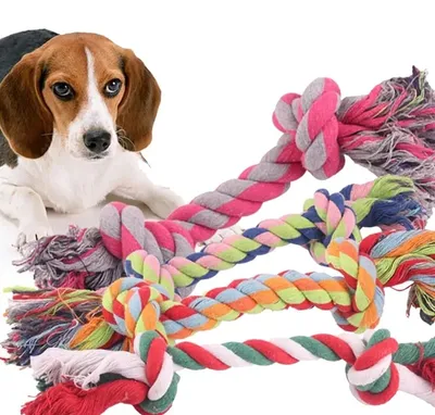 Image de Jouet pour chien corde en coton nœud de tir à la corde