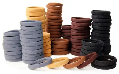 Productafbeelding van Verpakking van 100 elastische haarbandjes voor dames en meisjes, scrunchies voor een paardenstaart
