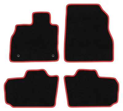 Zdjęcie produktu dla Dywaniki samochodowe welurowe CARLUX-RED do: Nissan Leaf I (2010-2017, hatchback) czarne z czerwonym obszyciem, z mocowaniami