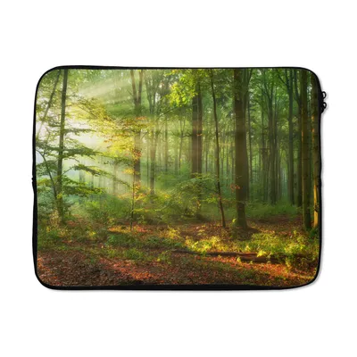 Produktbild von MuchoWow® Laptop Hülle 17 Zoll Laptoptasche Sonne - Wald - Bäume - Natur - Herbst - Zipper - Schutzabdeckung