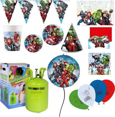 Obrázek produktu pro Dětská narozeninová sada Avengers s balónky a heliem - 10 osob
