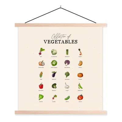 Produktbild von MuchoWow® Textilposter Gemüse - Lebensmittel - Küche 40x40 cm mit holzfarbenen Rahmen - Posterleiste