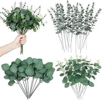 Obrázek produktu pro 30 kusů umělých květin z eukalyptu – pokojové rostliny na dekoraci – umělé květiny do interiéru – vázy – balkon – svatba – domov – oslava
