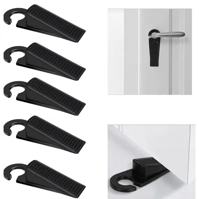 Produktbild von Set mit 5 Türstoppern – Türkeile, Kunststoffkeile, schwarz, Türhalter, Gummi