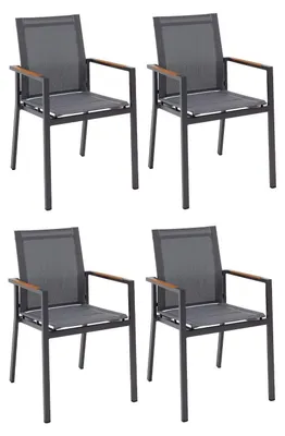 Produktbild von Gartenstühle - Grau - Anthrazit - Textilen - Aluminiumrahmen - stapelbar - 4er Set
