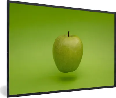 Produktbild von MuchoWow® Gerahmtes Poster Obst - Apfel - Grün 90x60 cm - Poster mit Schwarzem Bilderrahmen Wandposter Rahmen Foto Bilder - Fotorahmen - Foto-Plakat