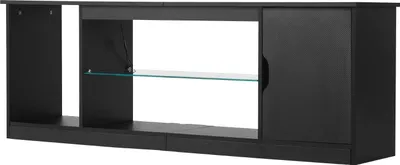 Image de SucceBuy Support TV pour téléviseur 65 pouces avec étagère en verre et éclairage LED