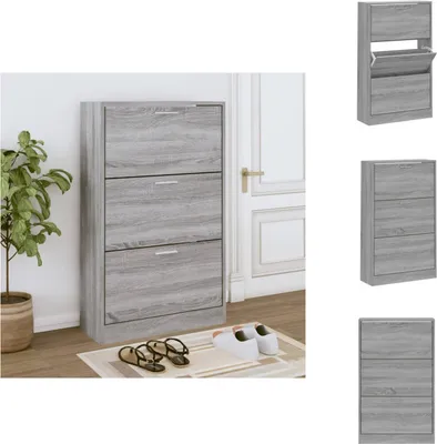 Zdjęcie produktu dla vidaXL Szafka na buty Szara Sonoma 63x24x103 cm Materiał drewnopochodny - Stojaki i szafki na buty