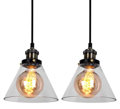 Produktbild von 2x Hängeleuchte, Metall, Glas, klar, Höhe 110cm