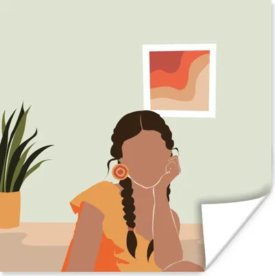 Produktbild von MuchoWow® Poster Frau - Interieur - Kleidung 75x75 cm - Wand Dekoration