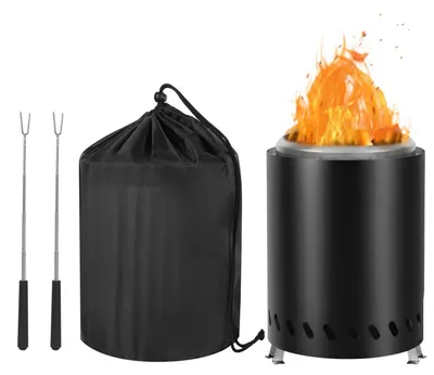 Immagine prodotto di Bacinella portatile per il fuoco, 18 cm, acciaio inossidabile, senza fumo, con borsa da trasporto e tappetino, colore nero