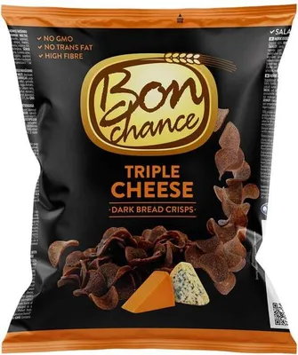 Produktbild von Bon Chance Dreifachkäse-Dunkelbrot-Chips 120 g