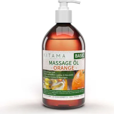 Produktbild von Kitama Aroma Massageöl Orange 500ml I Pflegendes Körperöl für Massagen I Aroma-Öl für Massage, Thai-Massage & Spa