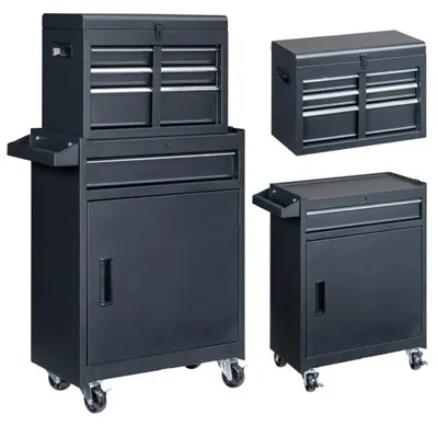Immagine prodotto di Armadio per utensili in metallo, carrello combinato con cassetti portautensili, carrello da lavoro mobile con 4 cassetti (nero)