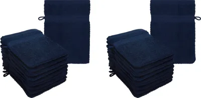 Produktbild von Betz 20 Stück Waschhandschuhe 16x21 cm PREMIUM 100% Baumwolle  Farbe: dunkelblau
