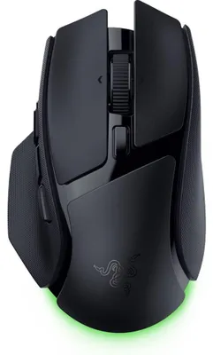 Produktbild von Gaming-Maus Razer Basilisk V4 HyperSpeed, kabellos, 33.000 DPI, 2,4 GHz/Bluetooth/USB, Focus X 33K Gen-3, Chroma RGB, 12 programmierbare Tasten, Schwarz