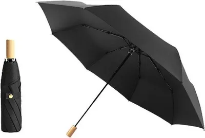 Produktbild von Famanu Regenschirm mit Holzgriff - kompakt und mittelgroß