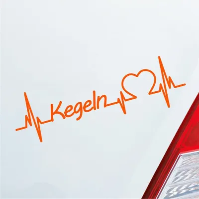Produktbild von Auto Aufkleber Kegeln Herzschlag Ballsport Pins Kegel Sport Liebe 19x6 cm Orange Sticker Heckscheibenaufkleber