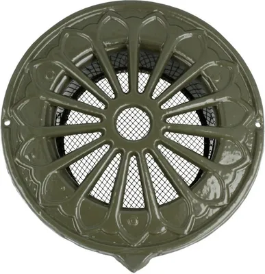 Produktbild von Elegantes rundes Alu-Belüftungsgitter antike Optik Nostalgiegitter Insektenschutzgitter Grün 125mm
