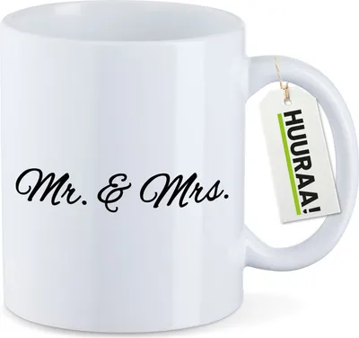 Produktbild von Huuraa Kaffeetasse Mr. & Mrs. Schriftzug 330ml Weiß Keramik Kaffeebecher Geschenkidee