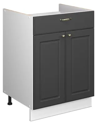 Obrázek produktu pro Spodní skříňka pro dřez/varnou desku Vicco Fame-Line Anthrazit-Gold Landhaus/Bílá 60 cm se zásuvkou, bez pracovní desky, Model 60944