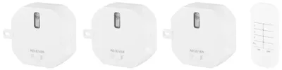 Funk-Unterputzschalter-Set mit Fernbedienung, 3 Module, 1000 W, weiß