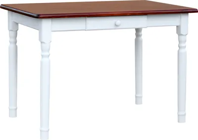 Immagine prodotto di Tavolo bianco II con cassetto in legno di pino massiccio con piano in colore Calvados 100 x 60 cm