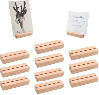 Immagine prodotto di Portanumeri da tavolo in legno massello, treppiede fotografico per matrimoni, feste e ristoranti, set da 10 pezzi, 10 cm, legno di faggio