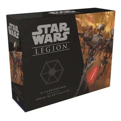 A product box for a Star Wars Legion game expansion featuring B1 Battle Droids.