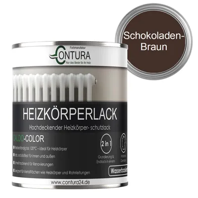 Produktbild von Contura 375ml Heizkörperlack Glänzend Heizungslack Heizkörperfarbe Heizung Farbe Radiator Metalllack - Schokoladenbraun RAL 8017