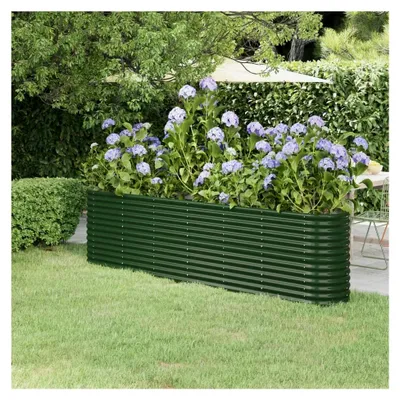 Produktbild von Hochbeet aus pulverbeschichtetem Stahl, witterungsbeständig und robust, Pflanzkübel für Garten, Balkon und Terrasse, Grün, 260 x 40 x 68 cm