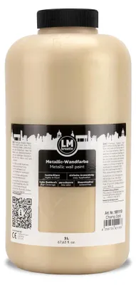 Produktbild von LM-Kreativ Metallic-Wandfarbe 2 l, Champagner Gold – Effektfarbe für Wände & Decken innen, wasserbasiert & hochdeckend