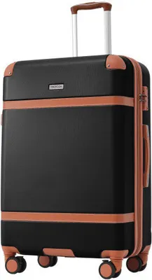 Produktbild von AIORBER Koffer, Hartschale, 24 Zoll, Trolleykoffer,druck- und abriebfest, ABS-Material, TSA-Zollschloss, 66x44x26,5cm, Schwarz
