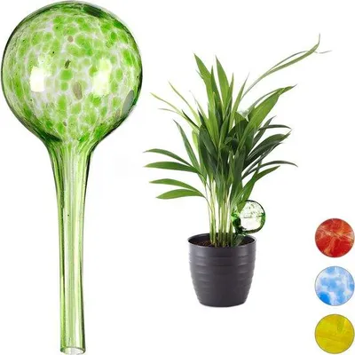 Produktbild von Famanu Wassertröpfler 2 Stück - Pflanzen und Blumen bewässern, Ø 6 cm, Glas, Grün