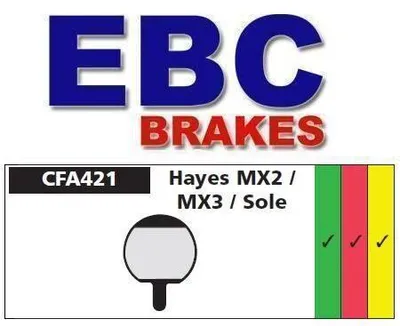 Image de CFA421HH - Plaquettes de frein vélo EBC Brakes (frittées)