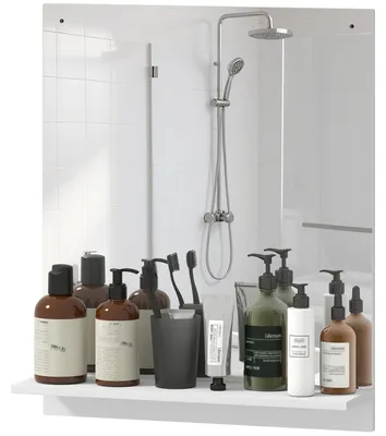 Produktbild von Badspiegel 50 x 60 cm Wandspiegel mit Regal, Badezimmerspiegel fš¹r Eingangsbereich, Flur, Wei?