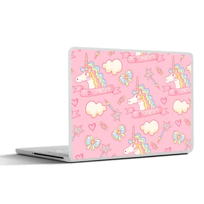 Produktbild von MuchoWow® Laptop Aufkleber Sticker Cover Einhorn - Rosa - Muster - Kind 40x30 cm - Laptop Dekoration - Selbstklebend