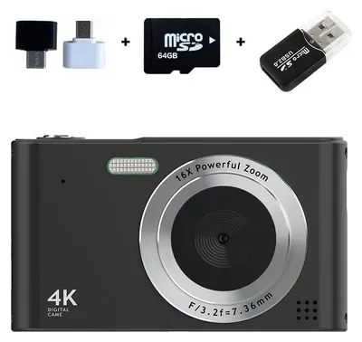 Produktbild von Retro Digitalkamera - CCD Kinderkamera - 64 GB - 16x Zoom - 6,1 cm Display - HD Qualität - Vintage-Filter - Schwarz